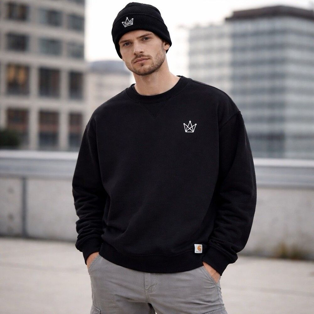 Carhartt XL Loose Fit Black Crewneck Sweatshirt Graphic Back Logo Workwear Men